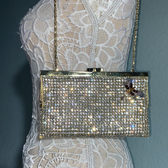 Gorgeous Isabella Adams evening crystal dragonfly evening bag bridal clu… - Picture 2 of 12